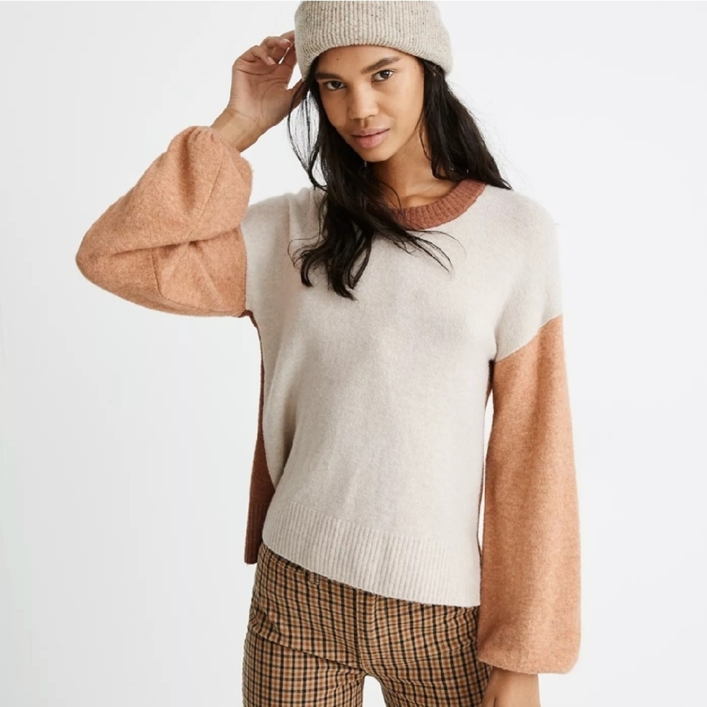 Madewell Color-Block Payton Pullover Sweater In Coziest Yarn